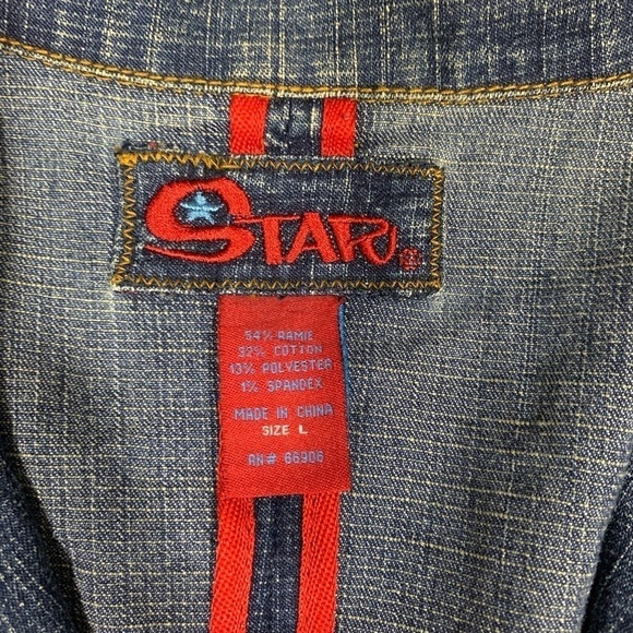 Star Jeans Two Button Denim Jacket size Large - Picture 3 of 4